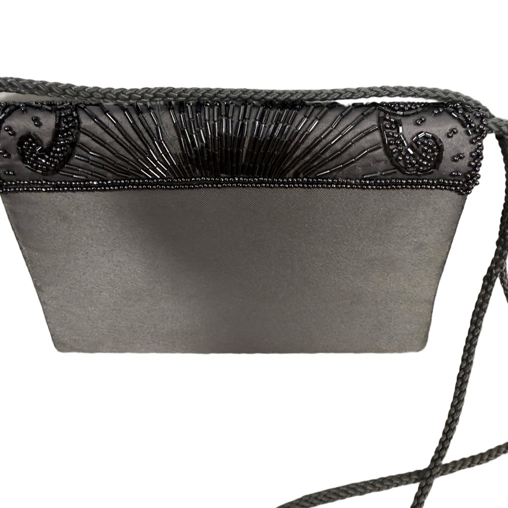 La Régale vintage evening bag-gray with beading and long strap - Picture 3 of 7